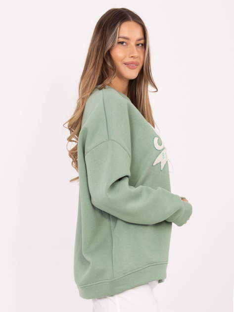 Pistacjowa damska bluza oversize z ociepleniem RUE PARIS