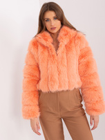 Hurt Brzoskwiniowa kurtka przejściowa z futra ekologicznego