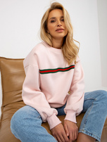 Hurt Jasnoróżowa dresowa bluza oversize bez kaptura 