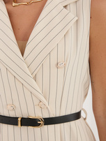 Beżowa elegancka sukienka z górą w stylu kamizelki