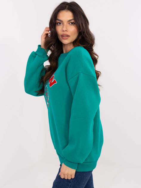 Hurtownia Turkusowa bluza bez kaptura z napisem Boston