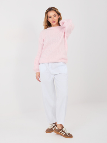 Białe bawełniane spodnie carrot 