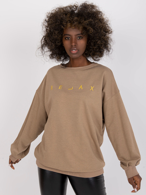 Ciemnobeżowo-złota dresowa bluza bez kaptura oversize Damiette