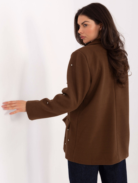 Brązowa elegancka marynarka z cyrkoniami