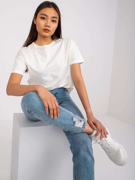 Ecru t-shirt damski z bawełny Honorine MAYFLIES