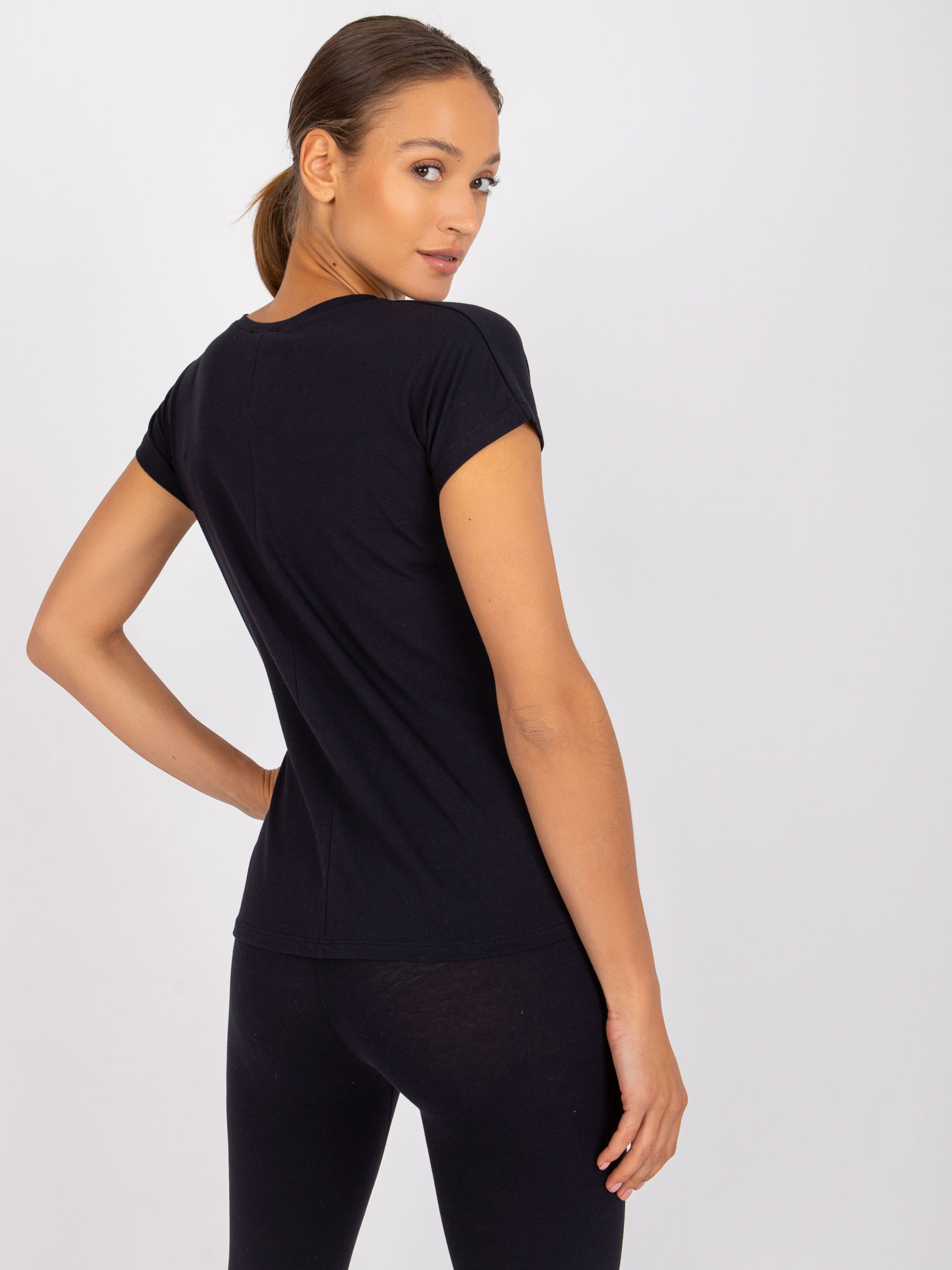 Granatowy t-shirt bawełniany Arlette 