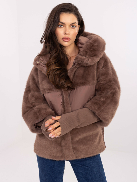 Brązowa zimowa kurtka z odpinanymi ściągaczami