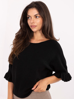 Czarny damski sweter z domieszką wiskozy