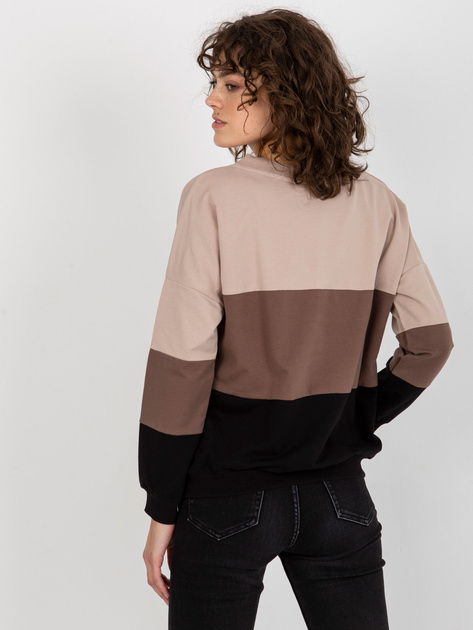 Hurt Beżowo-czarna bluza basic z dekoltem w serek RUE PARIS