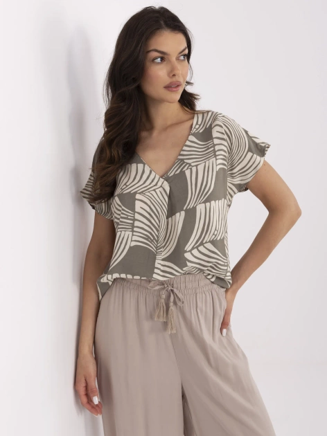 Khaki letnia bluzka z krótkim rękawem SUBLEVEL