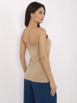 Hurtownia Beżowy damski top z bawełny SUBLEVEL