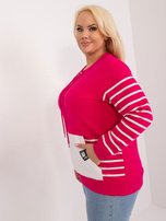 Hurt Fuksjowa bluza kangurka plus size z bawełny