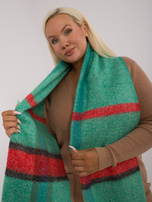 Hurtownia Zielony dzianinowy szal damski w kratę
