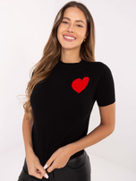 Czarny damski sweter z serduszkiem