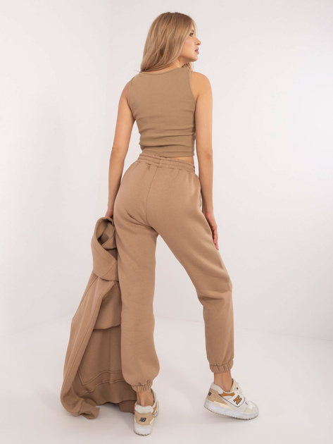 Hurt Ciemnobeżowy damski komplet basic z ocieplaniem