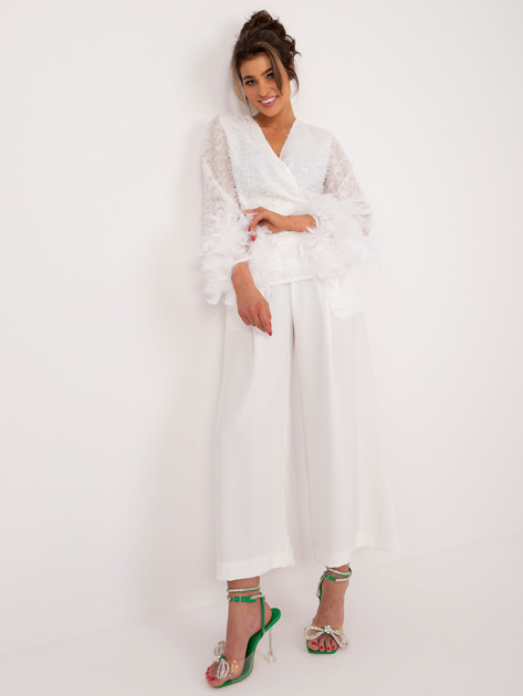 Hurt Biała bluzka wizytowa z kopertowym dekoltem