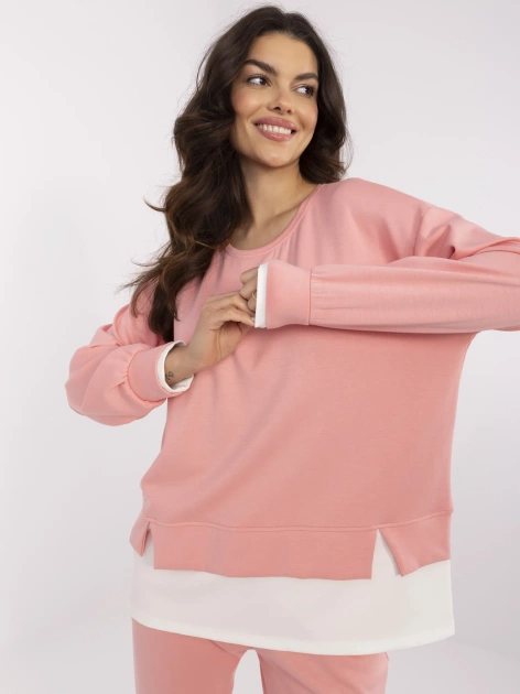 Brzoskwiniowy dwuczęściowy komplet z bluzą oversize