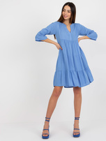 Hurt Light Blue Dress with Ruffle and 3/4 Sleeve SUBLEVEL