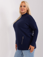 Hurt Granatowy damski sweter plus size z półgolfem