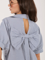 Biało-szara asymetryczna koszula w paski RUE PARIS