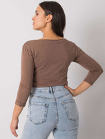 Brązowa bluzka basic z kieszonką Steffanie