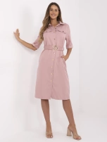 Dirty pink short-sleeved shirt dress.