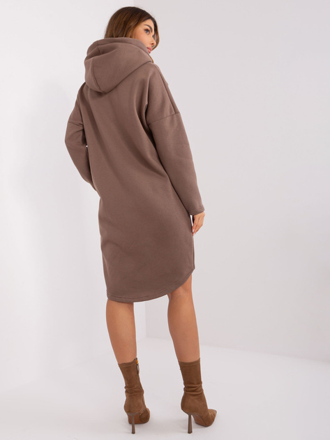 Hurt Brązowa długa bluza dresowa z kieszeniami