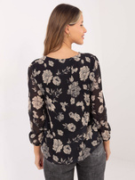 Schwarz-beige gefaltete Bluse Liana.