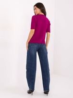 Fuksjowy damski sweter z domieszką alpaki