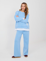 Jasnoniebieskie dresowe spodnie straight leg RUE PARIS 