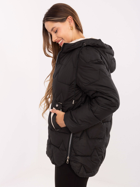 Czarna pikowana kurtka z suwakiem