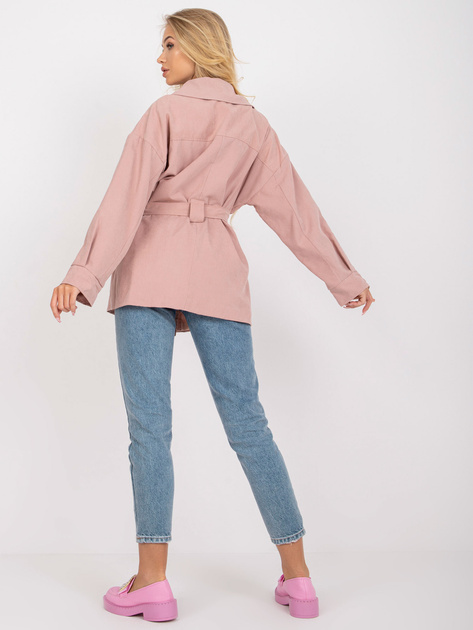 Brudnoróżowy damski płaszcz z podszewką