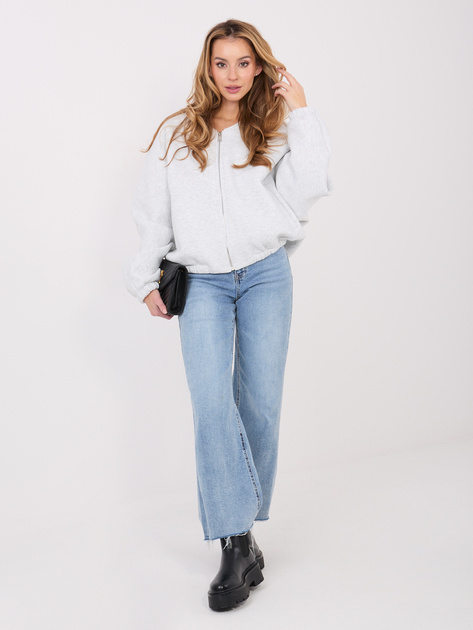 Jasnoszara rozpinana bluza z gumką na dole
