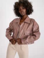 Brudnoróżowa kurtka przejściowa z imitacji skóry Dorine