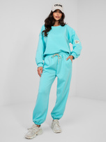 Turkusowy dresowy komplet z bluzą oversize