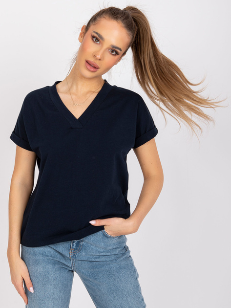 Granatowy t-shirt bawełniany Severine