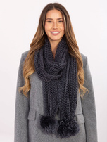 Ciemnoszary ciepły szal damski