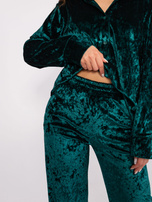 Hurt Ciemnozielony welurowy komplet z koszulą