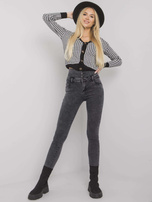 Szare jeansy rurki high waist Garland