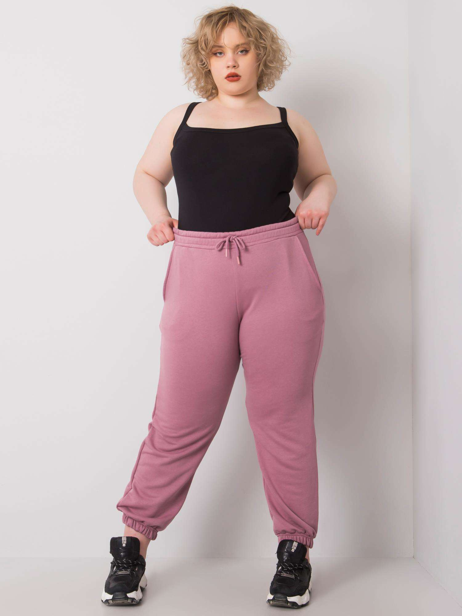 Purpurinės medvilninės plus size Ainhoa kelnės.