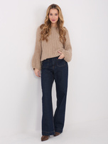 Ciemnobeżowy sweter z bufiastymi rękawami