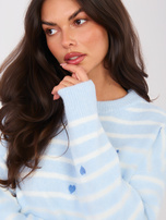 Jasnoniebieski damski sweter oversize w paski