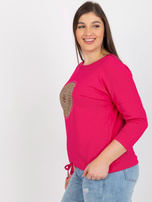 Hurt Fuksjowa bluzka plus size z nadrukiem i dżetami