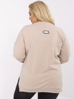 Beżowa asymetryczna bluza plus size z bawełny 