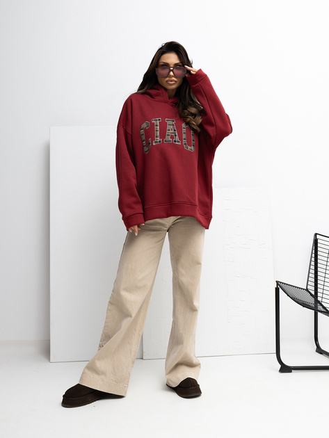 Bordowa bluza oversize z kapturem RUE PARIS