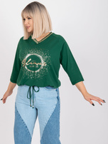 Tmavě zelená blůza plus size se stahováním Maileen.