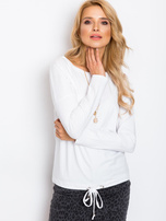 Biała bluzka basic z długim rękawem Carla