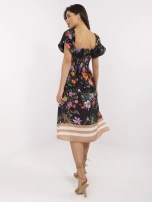 Czarna midi sukienka z bufiastymi rękawami