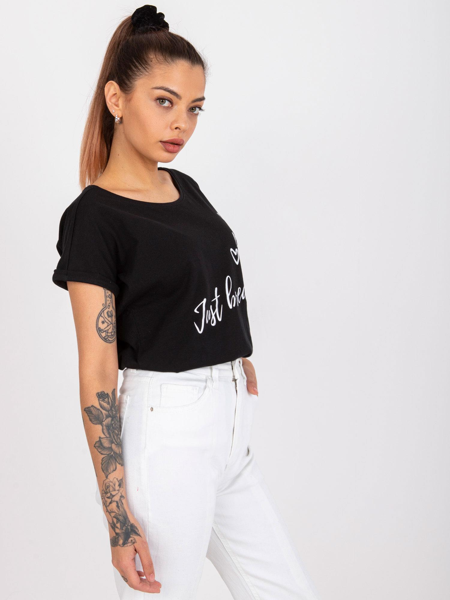 Czarny t-shirt z nadrukiem bawełniany Pola MAYFLIES