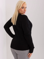 Hurt Czarny damski sweter plus size w warkoczowy splot